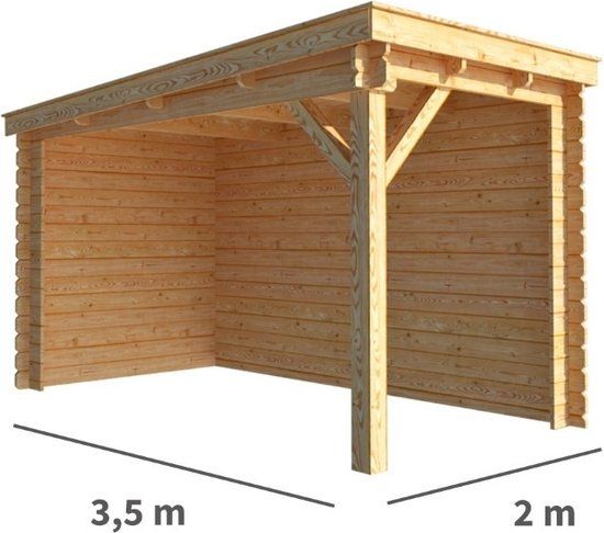 Merkloos Overkapping Els 200 cm bij 350 cm diep Lessenaarsdak bruin