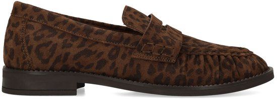 Manfield Dames Leopard Suède Loafers Maat 41 Bruin