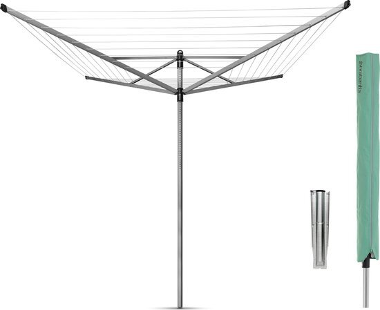 Brabantia 310966 Lift-O-Matic Séchoir Rotatif 4 Bras 50 m avec Ancre en Métal et Housse de Protection - Gris