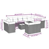 VidaXL 12-delige Loungeset met kussens, poly rattan, zwart