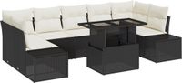 vidaXL Banc de jardin 8 pièces noir et crème