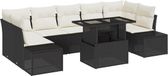 vidaXL Tuinbank Set 8-delig Zwart en Crème