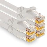 1aTTack.de - 5 x 1,5m Cat7 netwerkkabels, Cat.7 Ethernet, LAN & Cat 7 patchkabels voor maximale internetsnelheid en verbindt alle apparaten met RJ45-connectoren, wit