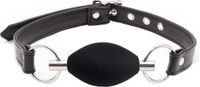 Black Label Ovalen Ball Gag Zwart/Zilver