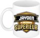 Bellatio Decorations mok Jayden - wit - Superieur - keramiek - 300 ml - beker voor collega - cadeau