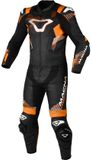 Macna Armadyl Geperforeerd tweedelig motorfiets lederen pak - Zwart/oranje/wit - Maat 46