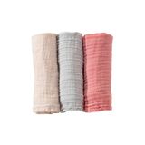 Kinousses - Set van 3 babyluiers - 70 x 70 cm - OKEO-TEX gecertificeerd - pastelroze