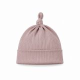 Milo & Mae Rib babymuts met knoop taupe maat 0 tot 12 maanden