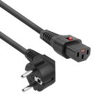 ACT Netsnoer CEE 7/7 male (haaks) - C13 IEC Lock zwart 2 m, 5-Pack AK5323