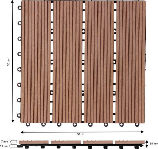 Casaria WPC Tegels 30x30cm Set van 66 - 6m² Insteeksysteem Drainage Terracotta