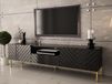 Meuble TV-HiFi GINETTE 2 portes 1 tiroir noir/noir brillant