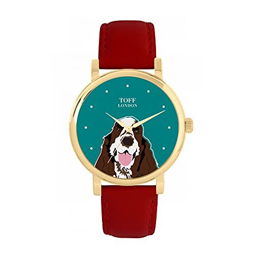 Toff London Bruin Wit Cocker Spaniel Hoofd Hondenhorloge - 5059656645139