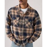 Levi's relaxed fit geruit casual overhemd - blauw/crème