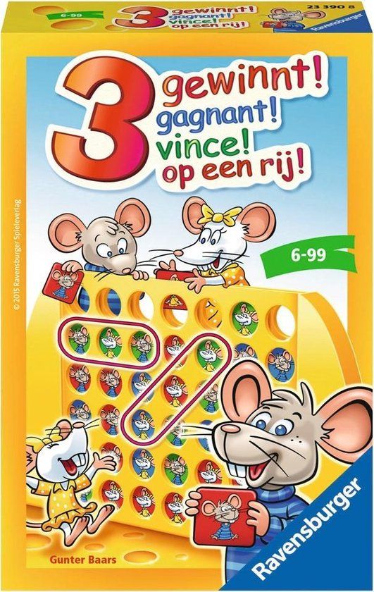 Ravensburger 3 op een rij - pocketspel - Denkspel - Reisspel - 6+ jaar