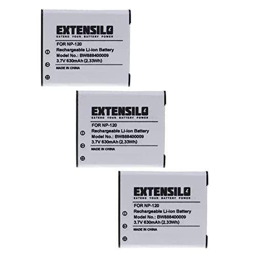 EXTENSILO 3X batterij compatibel met Casio Exilim EX-ZS20 camera (630mAh, 3,7V, Li-Ion)