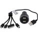 CARTREND 10525 auto-USB-laadset 4 in 1, 12/24 volt met blauwe lichtring, zwart