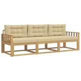 vidaXL - Buiten - bank - set - 3 - st - Wit - en - Beige - Polyester