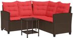 vidaXL Ensemble de canapés d'extérieur 2 pièces 5 places Marron et Rouge