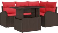 vidaXL Tuinbank Set 5-delig 4 zitplaatsen Bruin Polyrattan