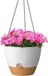 Unyqoos® jardinière à arrosage automatique, diamètre 30,5 cm, hauteur 25 cm (82 cm avec chaîne) – Fabriqué en plastique PP de 5 mm, avec trous de drainage, soucoupe en plastique amovible, blanc, convient pour l'intérieur et l'extérieur