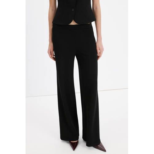 Mango Black Straight Regular Waist Trousers