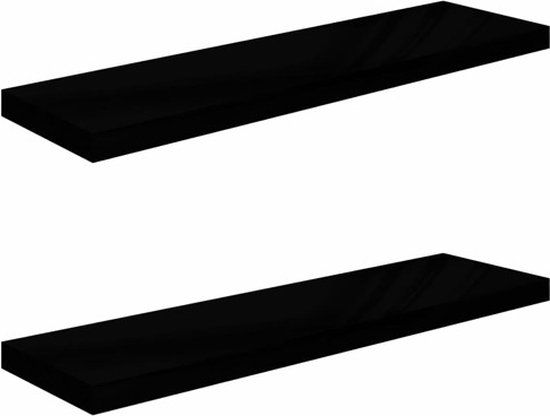vidaXL Zwevende Wandschappen - Hoogglans Zwart - 2 stuks