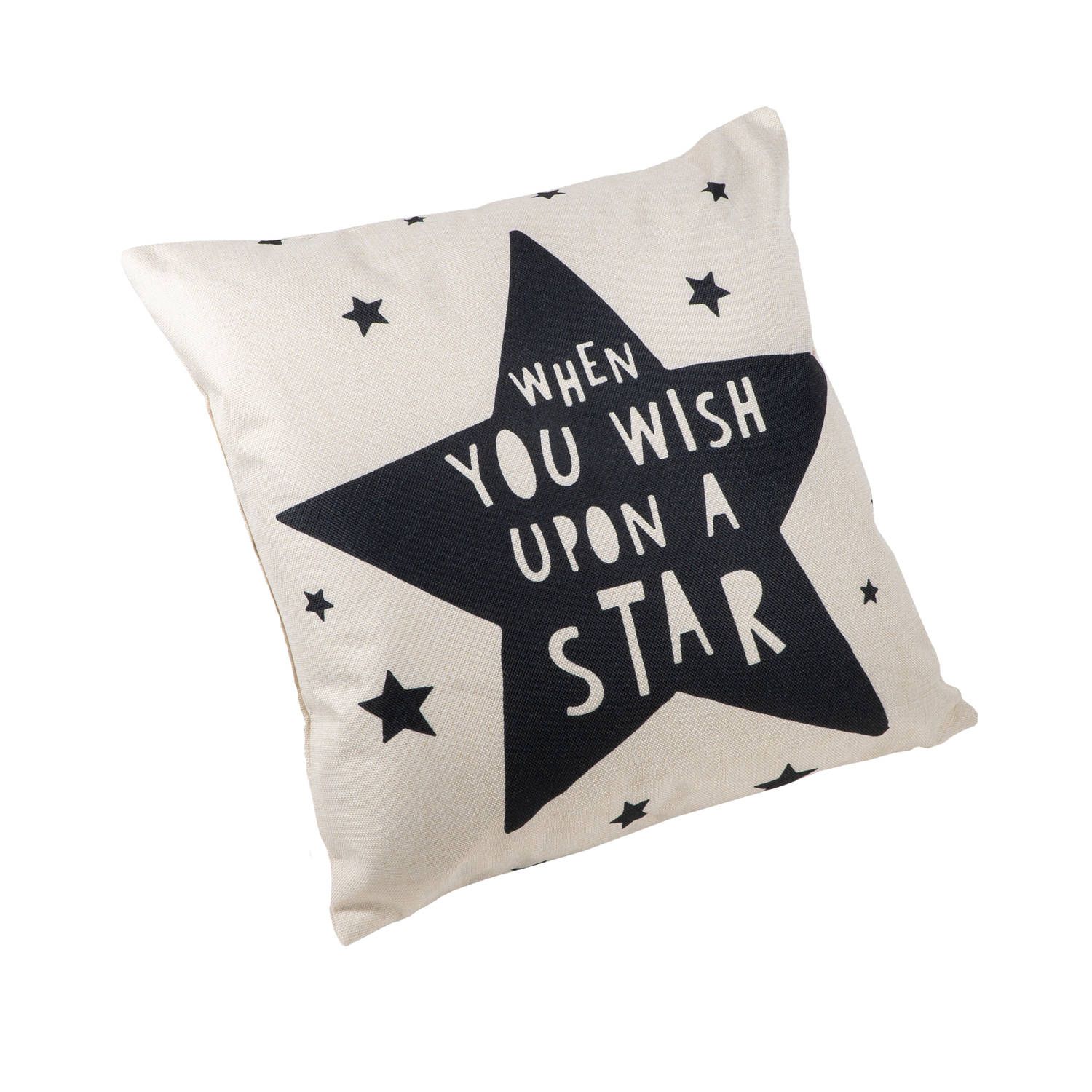 QUVIO sierkussen gevuld - ster - 45 x 45 cm - polyester - beige