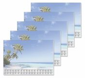 SIGEL H6470/5 papieren bureauonderleggers, 3 jaar en weekplanner, stranddesign, A2 (59,5 x 41 cm), blauw en groen, 5 x 30 vellen