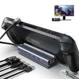 Qhou Steam Deck Dockingstation, 6-in-1, HDMI 2.0, 4K @60Hz, Gigabit Ethernet, 3 USB C-oplaadpoorten, compatibel met Steam Deck, TV, Switch