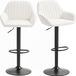 Set de 2 tabourets de bar - Tabourets de bar pivotants - Hauteur réglable de 62 à 83 cm - Velours - Avec dossier et repose-pieds - Crème
