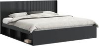 vidaXL Bedframe met opbergruimte en hoofdbord Zwart 200 x 200 cm