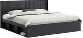vidaXL Bedframe met opbergruimte en hoofdbord Zwart 200 x 200 cm