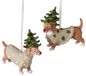 Boltze Home Boltze Kersthangers Hond Set van 2 Beige/Groen 8,5 x 10,5 cm