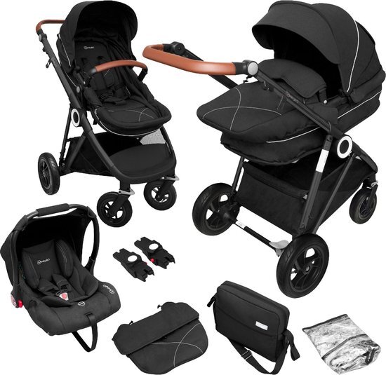 BabyGO Combi kinderwagen Halime 3 in 1 Air Black Anthracite zwart