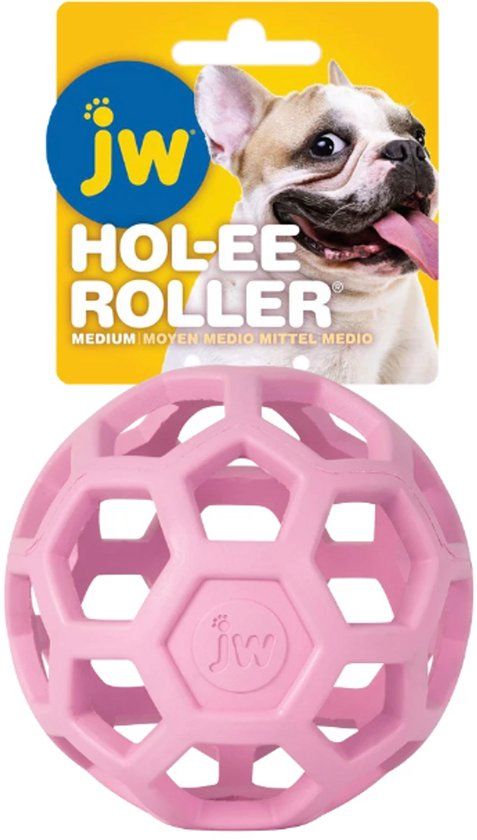 JW HOL-EE ROLLER Hondenspeeltje - Hondenspeelgoed - Hondenbal - M - Ø 11.5 cm - Natuurrubber - Roze
