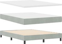 vidaXL Boxspringbed met Matras en LED Licht, Lichtgrijs, 140 x 200 cm, Fluweel