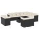 VidaXL 12-delige Loungeset met kussens, poly rattan, zwart