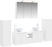 vidaXL Badkamermeubel Set 6 st Wit Bewerkt hout en glas