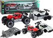 LEAN TOYS Set van rode terreinwagen en witte sportwagen-sleepwagen