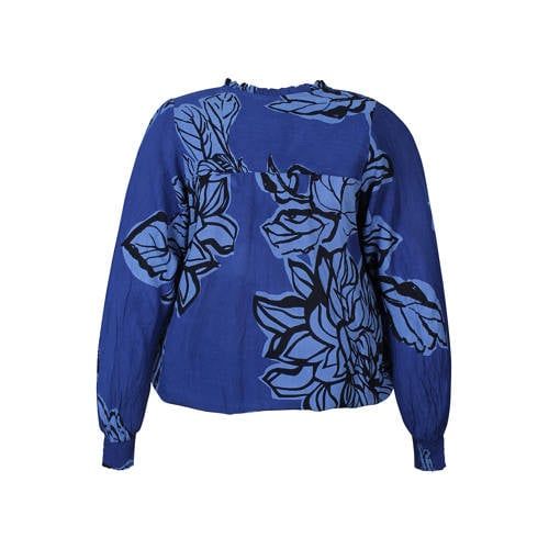 Zhenzi Gebloemde Top Plus Size - Blauw