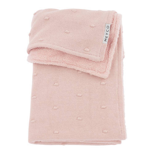 Meyco Meyco reversible baby wiegdeken Mini Knots Teddy 75x100 cm Soft Pink