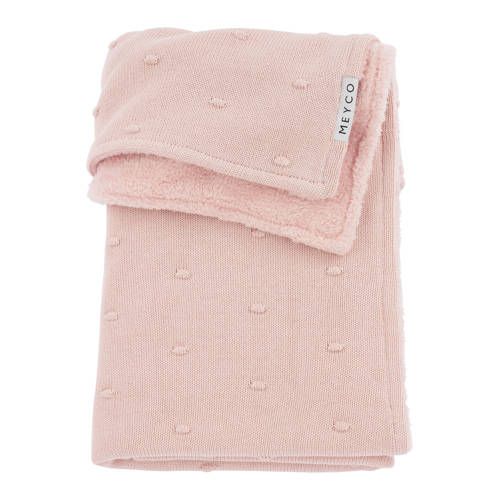 Meyco Mini Knots Teddy Wiegdeken - 75x100 cm - Soft Pink
