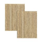 HAMID - Verpakking van 2 tapijten van jute, granaatappel, 100% natuurlijke jutevezel - zachte tapijten - handgeweven - tapijt voor woonkamer, eetkamer, slaapkamer, hal, entree - natuur (70 x 50 cm) 2