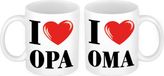 Bellatio Decorations I love Opa en Oma mok - Cadeautje/ cadeau beker set voor Opa en Oma