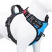 PHOEPET Anti-trek hondentuigje, medium reflecterend vest met clip aan de voorkant met handvat, verstelbare 2 metalen ringen, 3 gespen, [gemakkelijk aan en uit te trekken] (M, blauw)