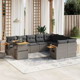 Maison Exclusive - Ensemble de jardin, composé de 10 pièces avec coussins, gris, en polyrotin