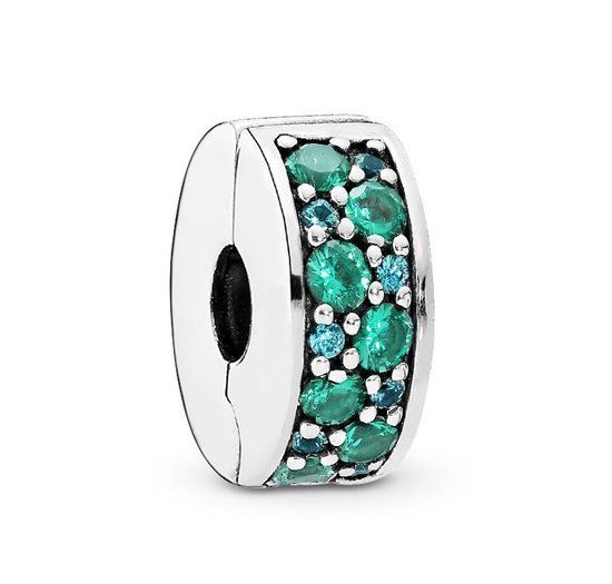 Pandora 791817MCZ Pavé Clip Charm - Sterling Silver with Green Zirconia