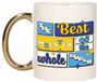 Bellatio Decorations Cadeau koffie/thee mok - de beste meester - van de wereld - goud - 300 ml - keramiek