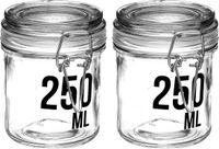 Secret de Gourmet 2x stuks inmaakpotten/voorraadpotten 0,25L glas met beugelsluiting