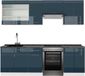 Vicco Fame-Line Complete keukeneenheid – 240 cm, WB Antraciet Donkerblauw hoogglans/wit